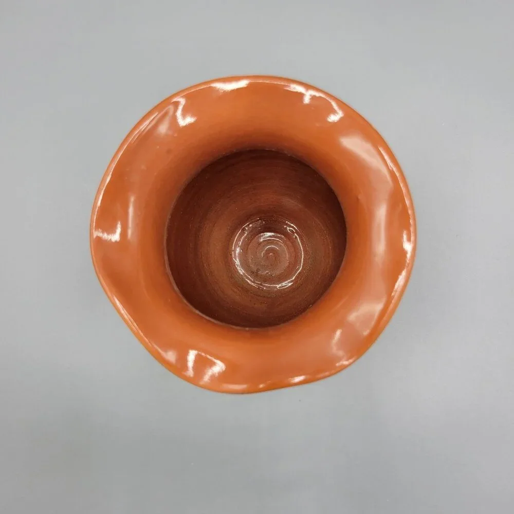 Vintage Hand Painted Terracotta Vase Scenic Design Flared Rim Signed Punta Cana - Picture 10 of 13